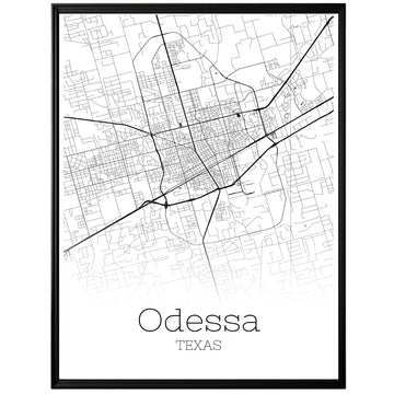 Odessa Texas City Map Poster - GroovyGrove