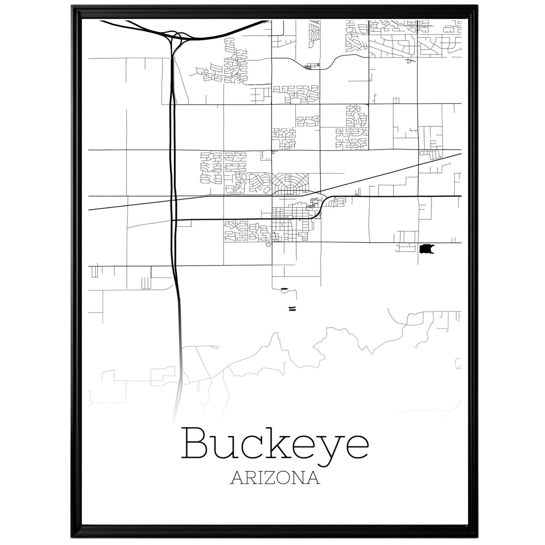 Buckeye Arizona City Map Poster - GroovyGrove