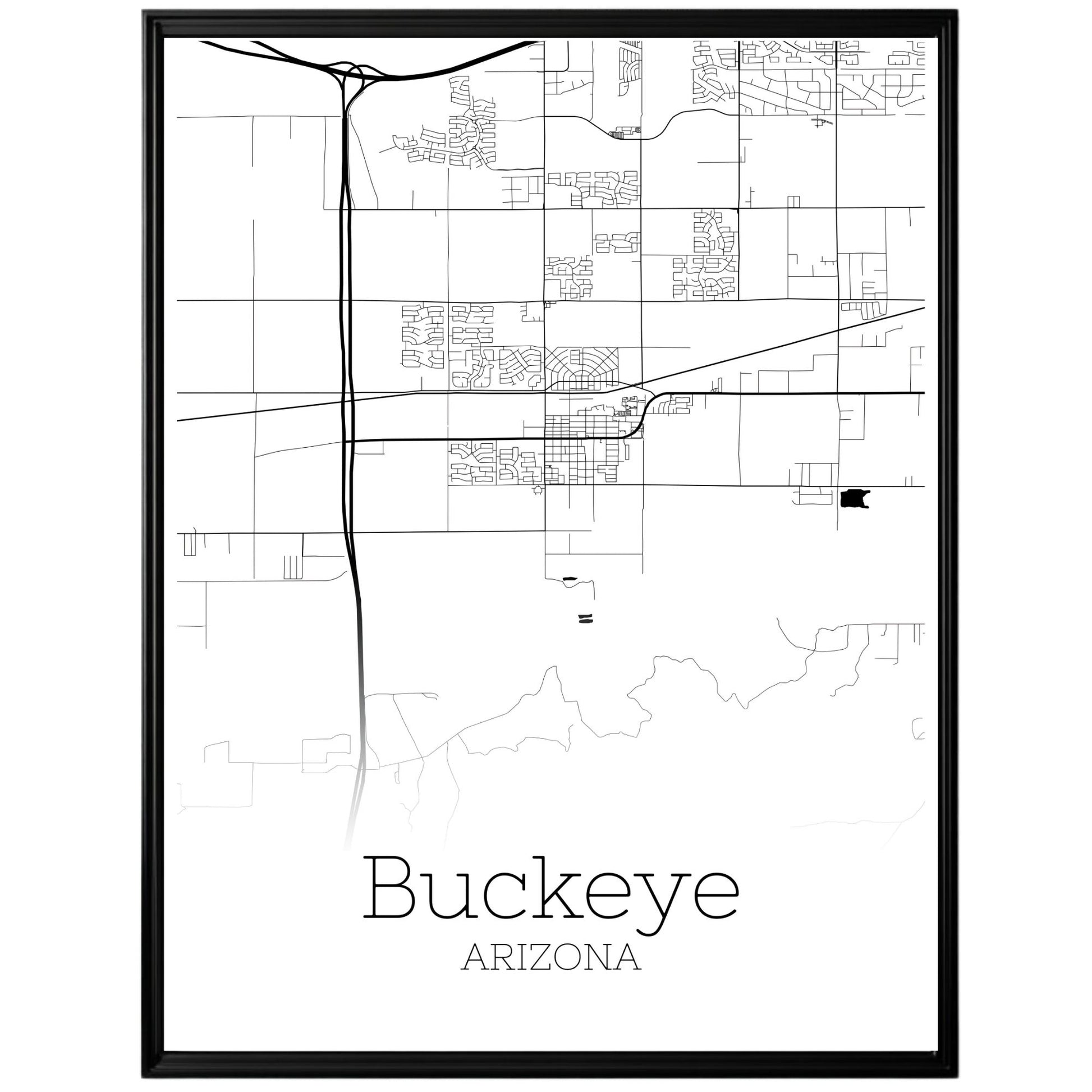 Buckeye Arizona City Map Poster - GroovyGrove