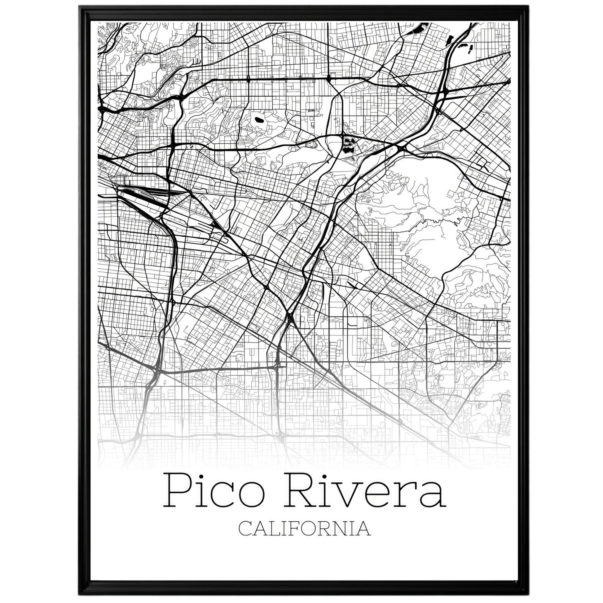 Pico Rivera California City Map Poster - GroovyGrove