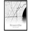 Roseville Michigan City Map Poster - GroovyGrove