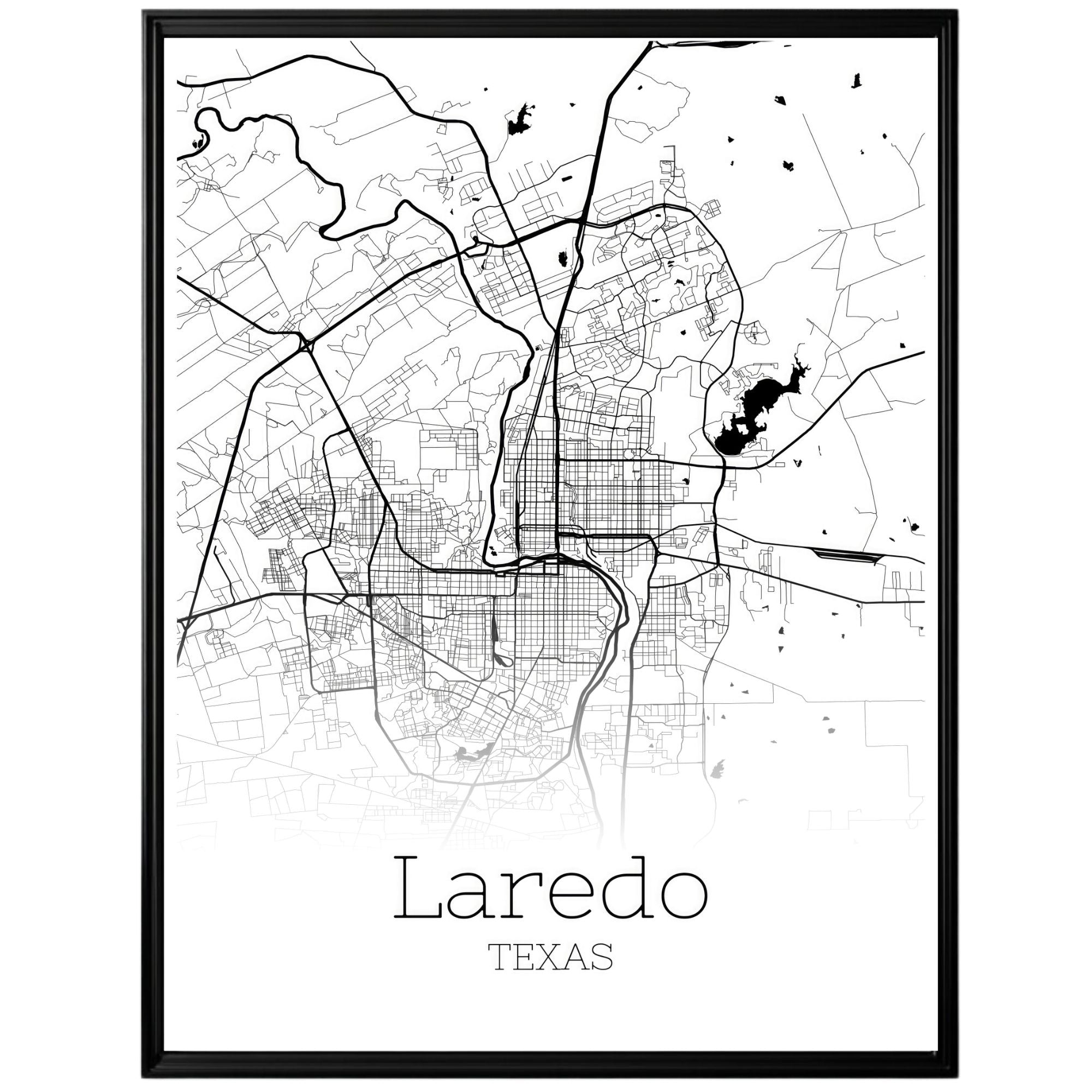 Laredo Texas City Map Poster - GroovyGrove