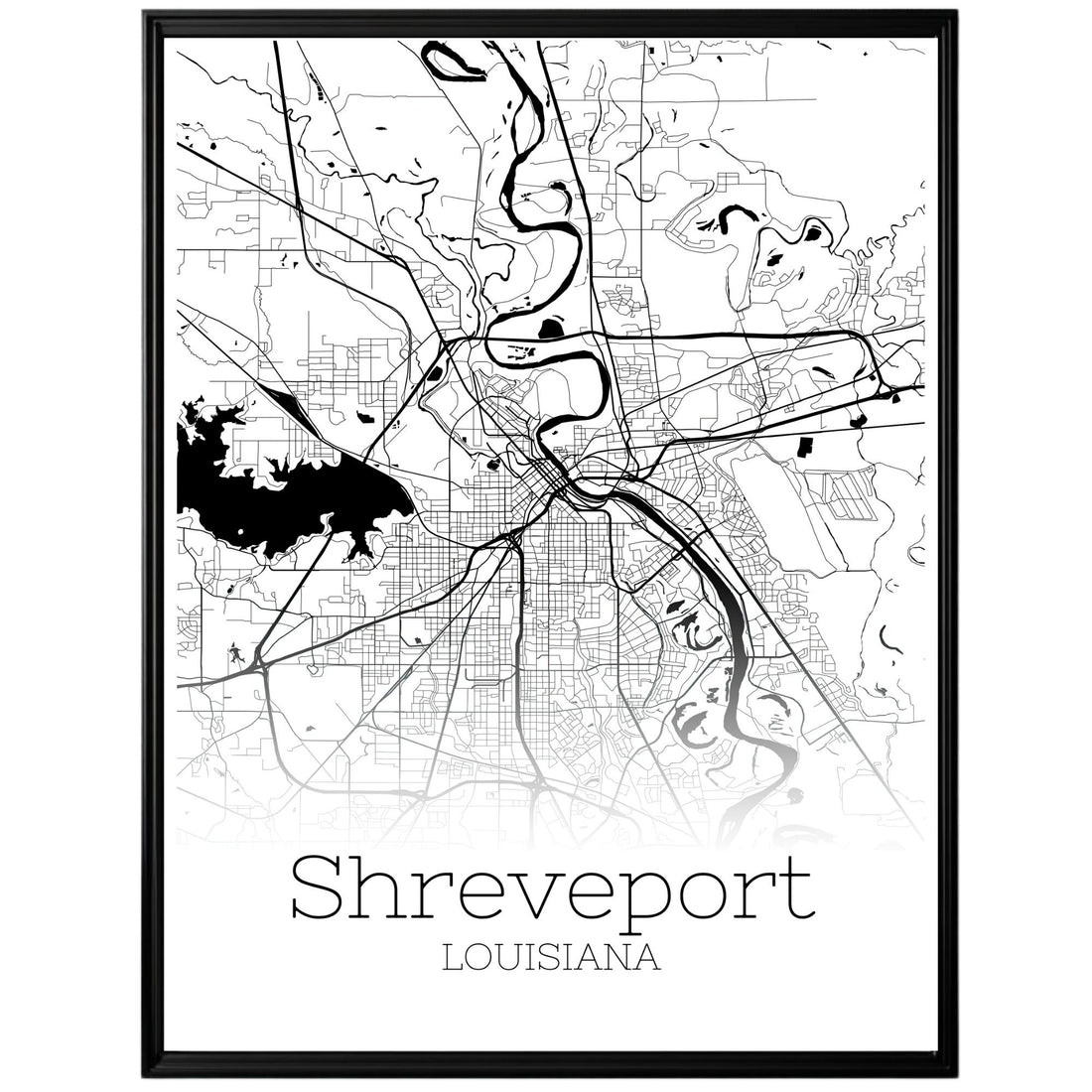 Shreveport Louisiana City Map Poster - GroovyGrove