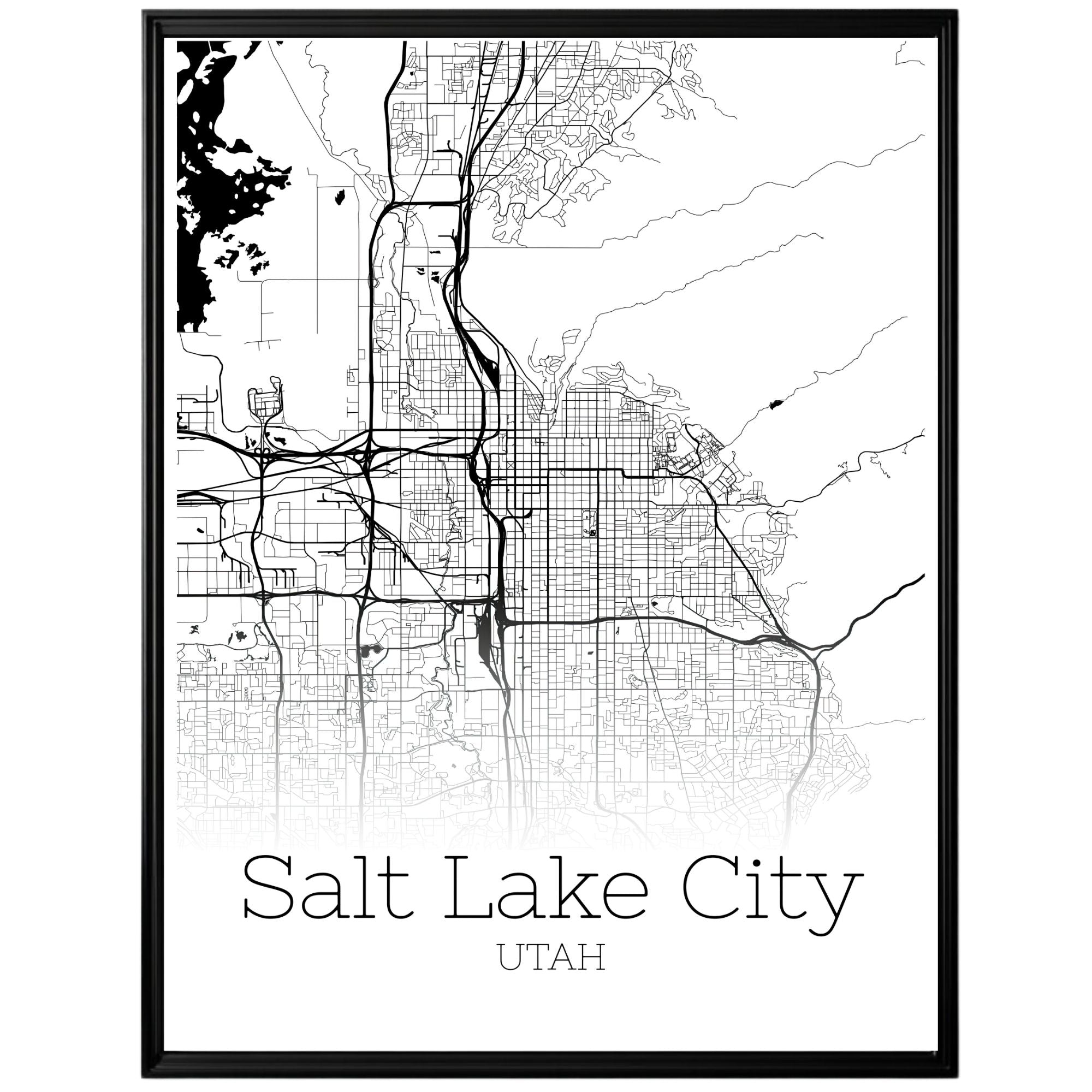 Salt lake City Utah City Map Poster - GroovyGrove