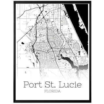 Port St. Lucie Florida City Map Poster - GroovyGrove