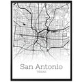 San Antonio Texas City Map Poster - GroovyGrove