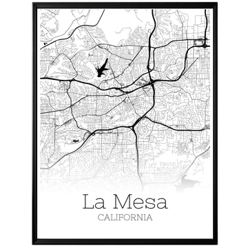 La Mesa California City Map Poster - GroovyGrove