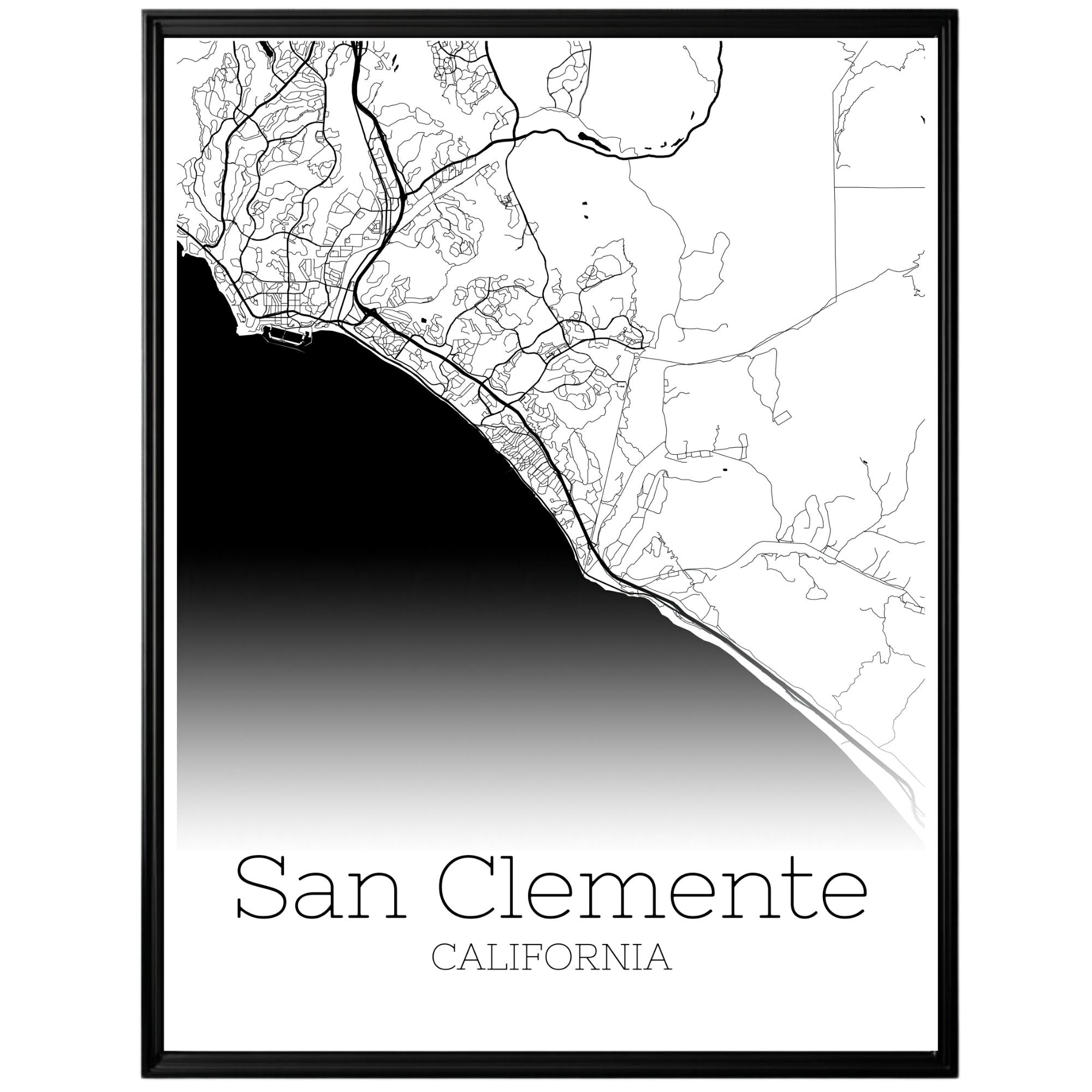 San Clemente California City Map Poster - GroovyGrove