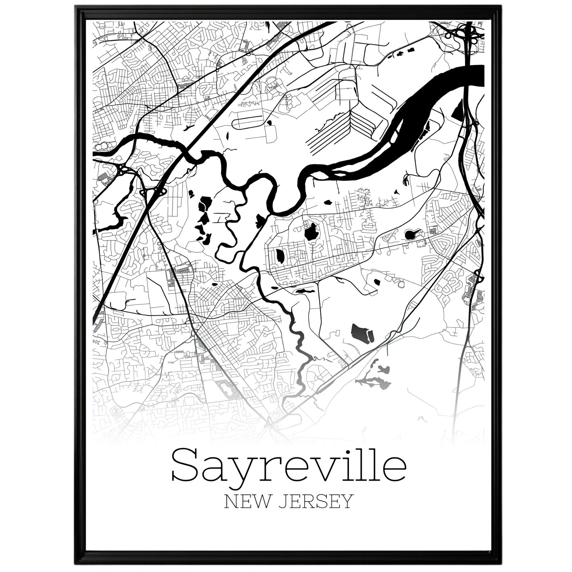 Sayreville New Jersey City Map Poster - GroovyGrove