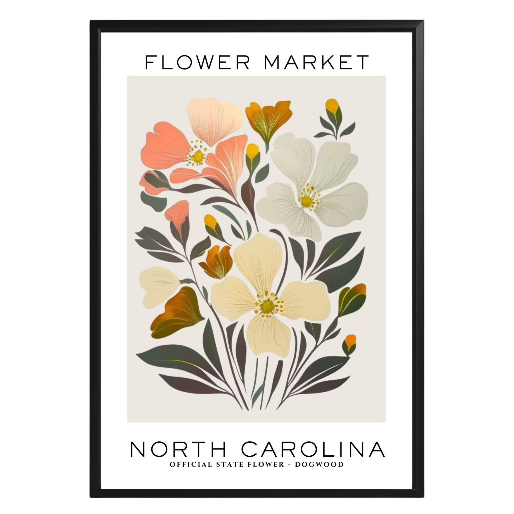 North Carolina Flower Market Poster - GroovyGrove