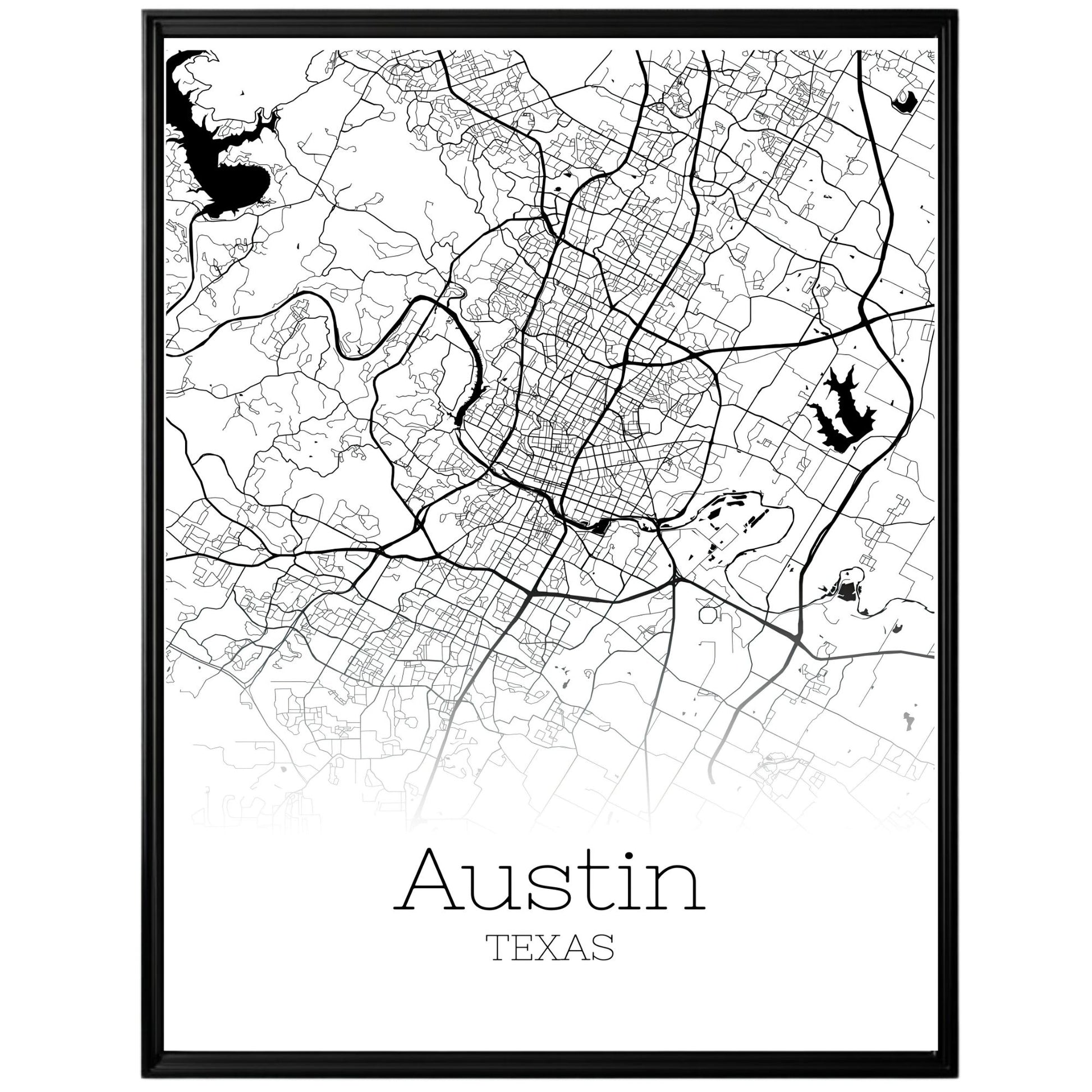 Austin Texas City Map Poster - GroovyGrove