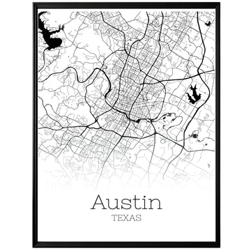 Austin Texas City Map Poster - GroovyGrove