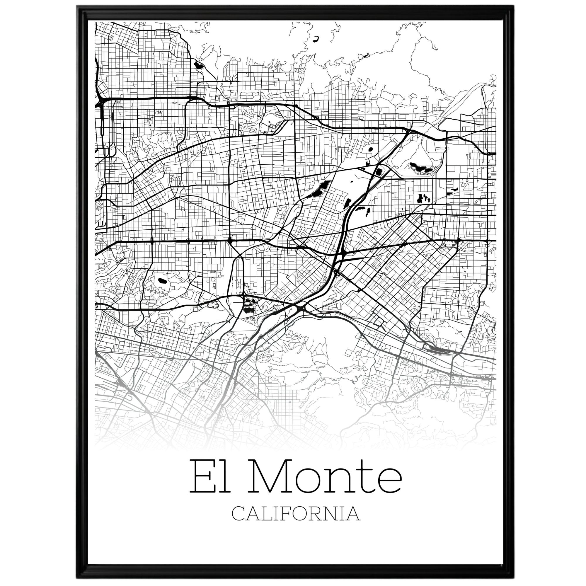 El Monte California City Map Poster - GroovyGrove