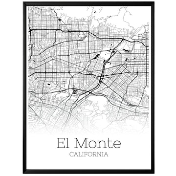 El Monte California City Map Poster - GroovyGrove