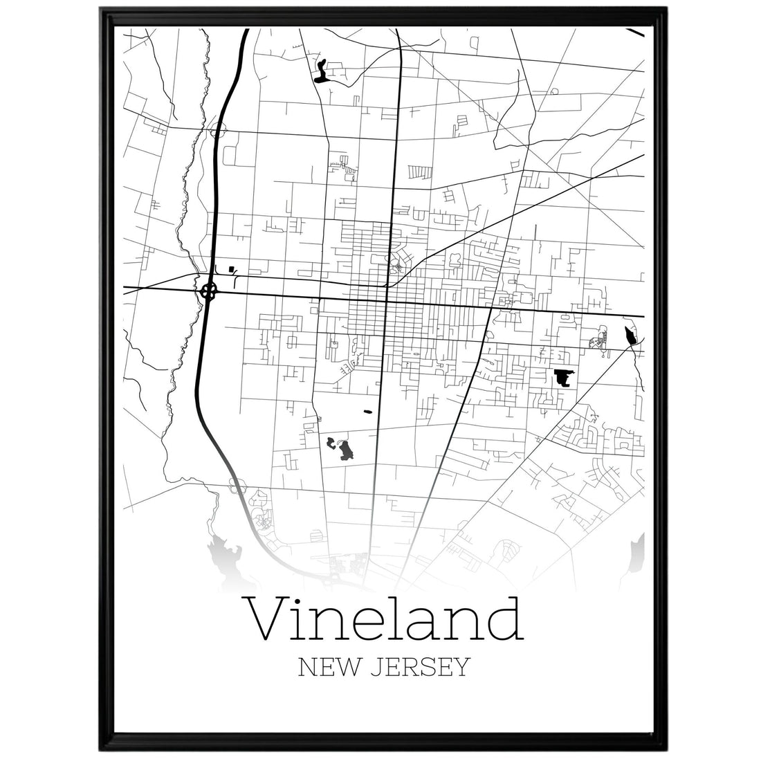 Vineland New Jersey City Map Poster - GroovyGrove