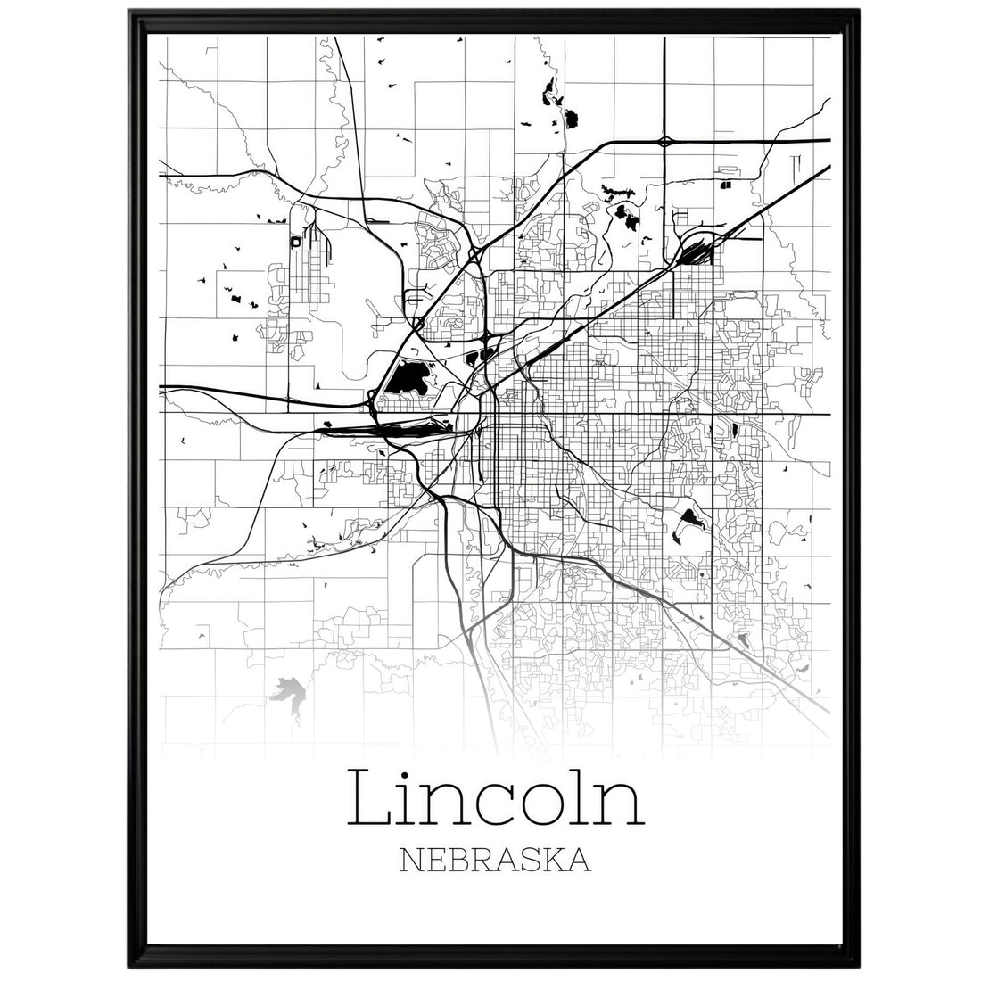 Lincoln Nebraska City Map Poster - GroovyGrove