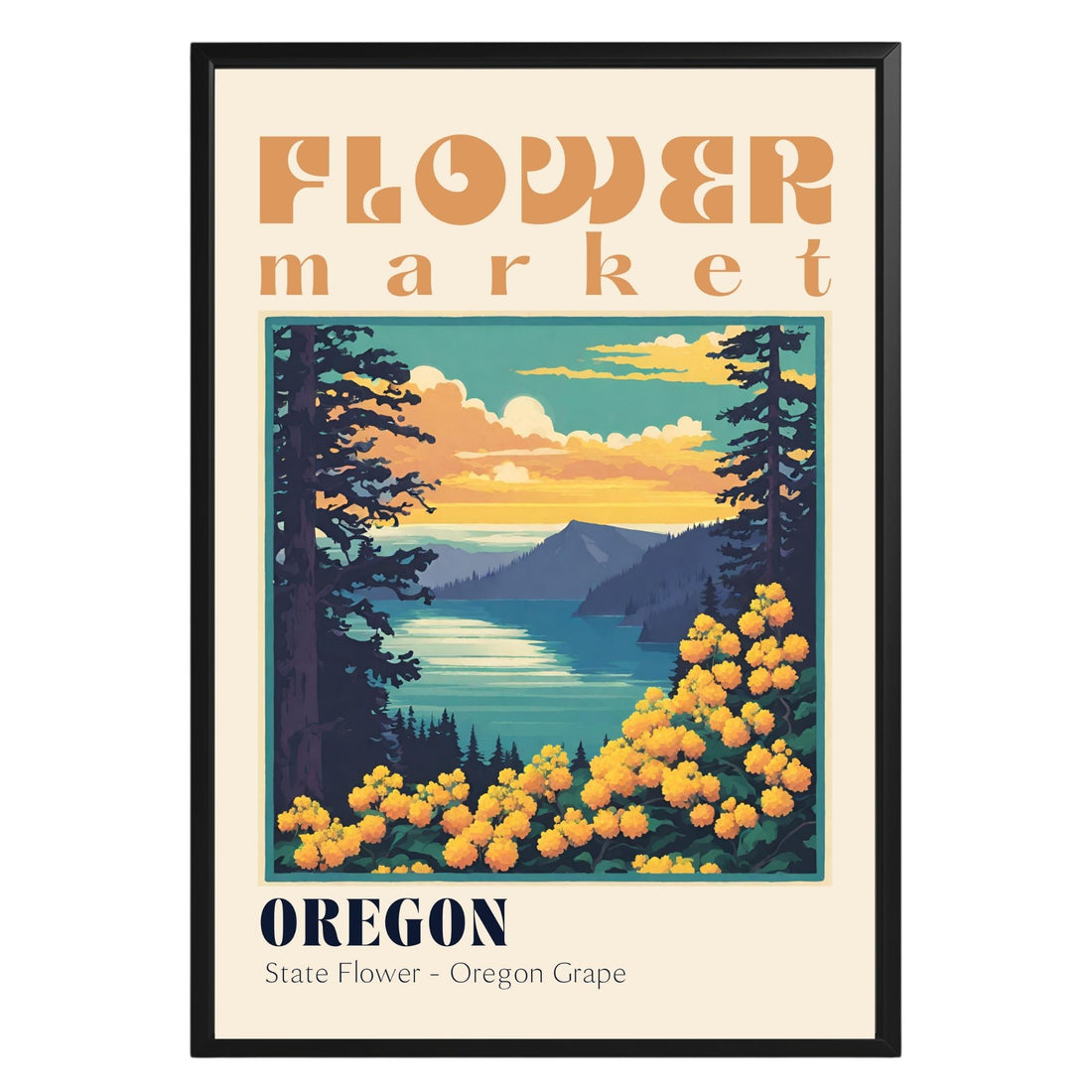 Oregon Flower Market Vintage Poster - GroovyGrove