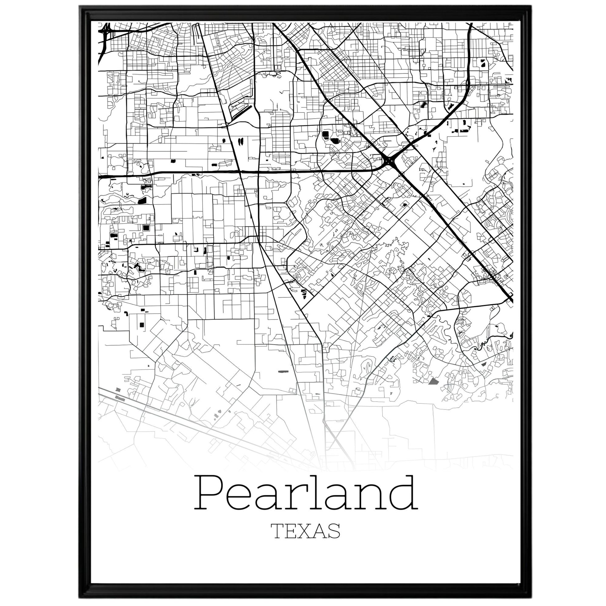 Pearland Texas City Map Poster - GroovyGrove