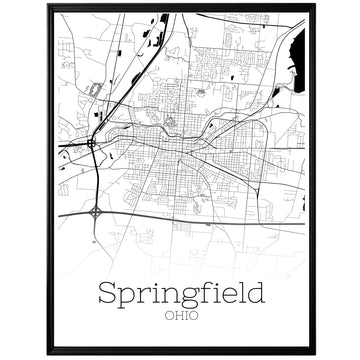 Springfield Ohio City Map Poster - GroovyGrove