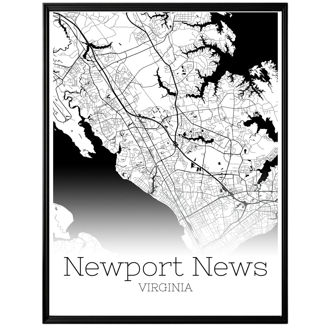 Newport News Virginia City Map Poster - GroovyGrove