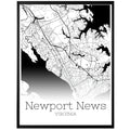 Newport News Virginia City Map Poster - GroovyGrove