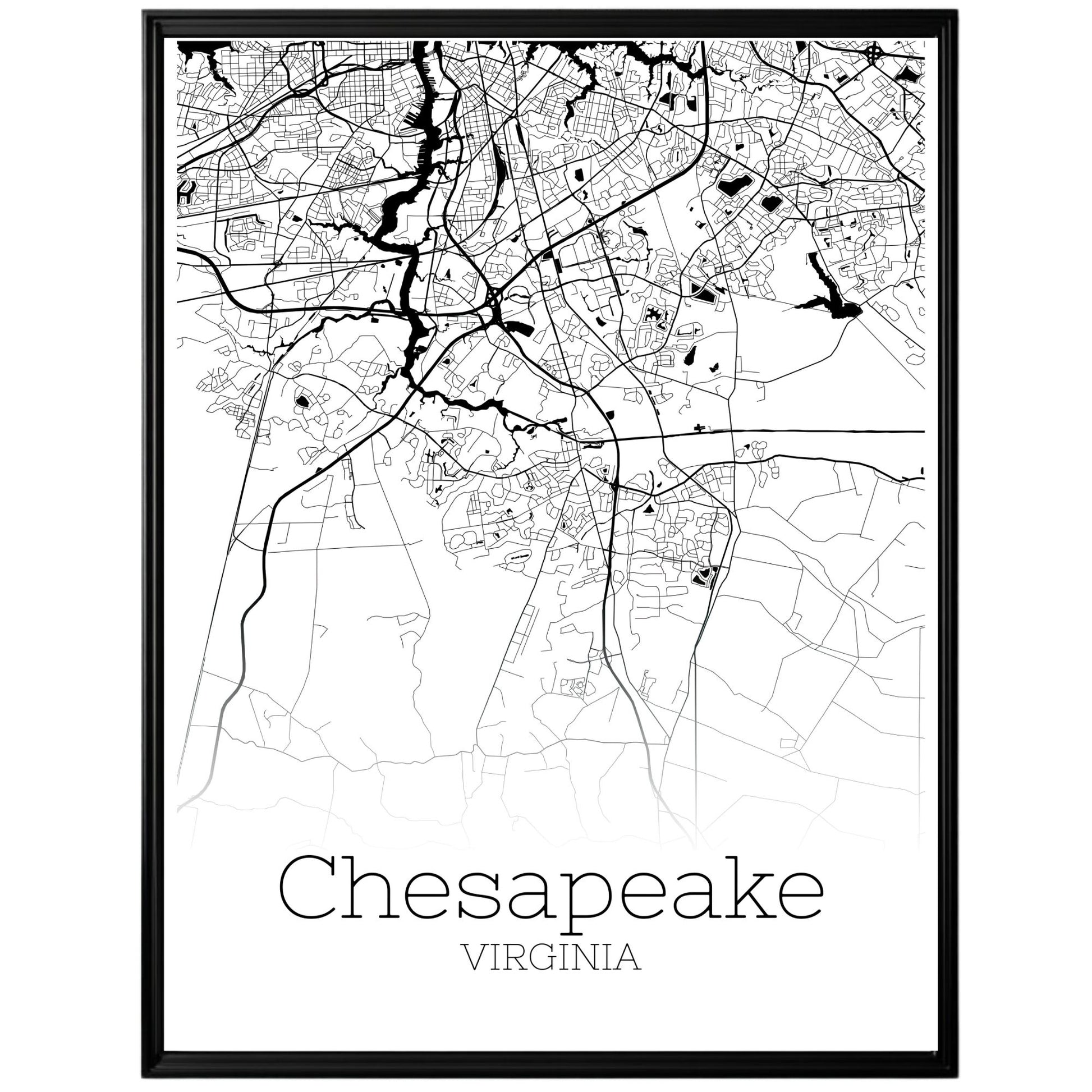 Chesapeake Virginia City Map Poster - GroovyGrove