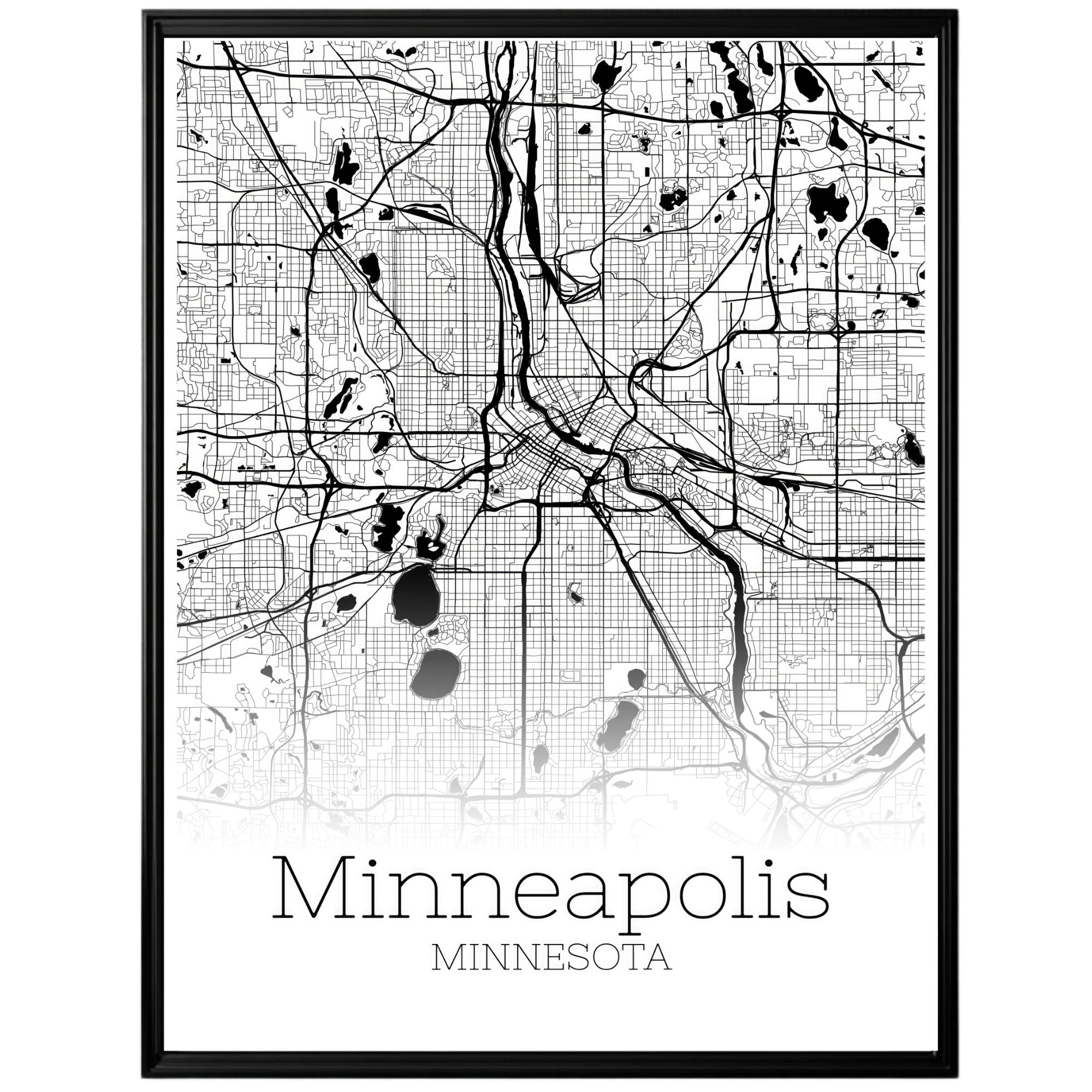 Minneapolis Minnesota City Map Poster - GroovyGrove