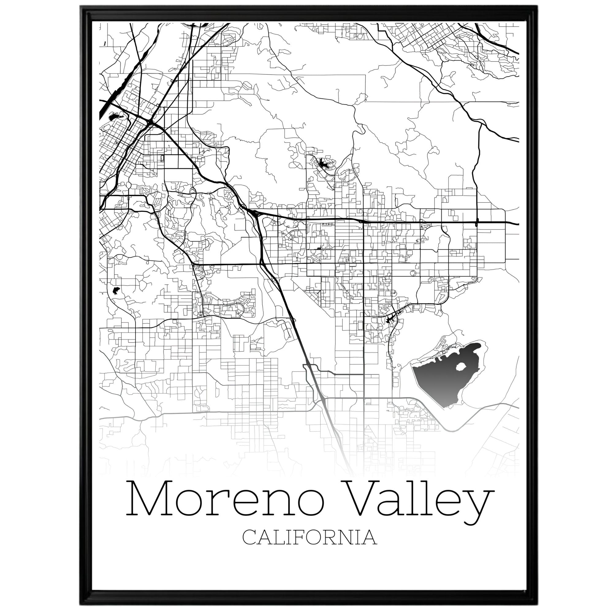 Moreno Valley California City Map Poster - GroovyGrove