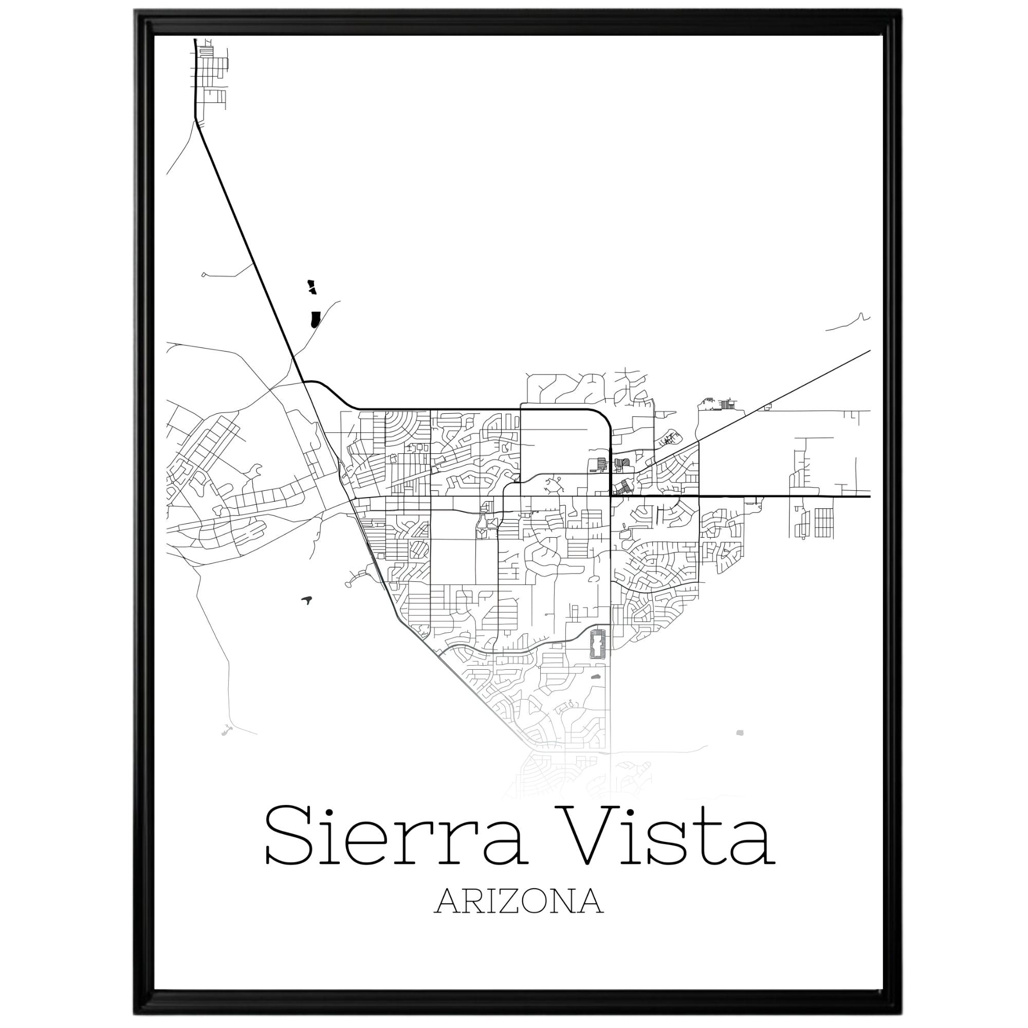 Sierra Vista Arizona City Map Poster - GroovyGrove