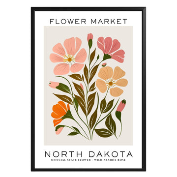 North Dakota Flower Market Poster - GroovyGrove