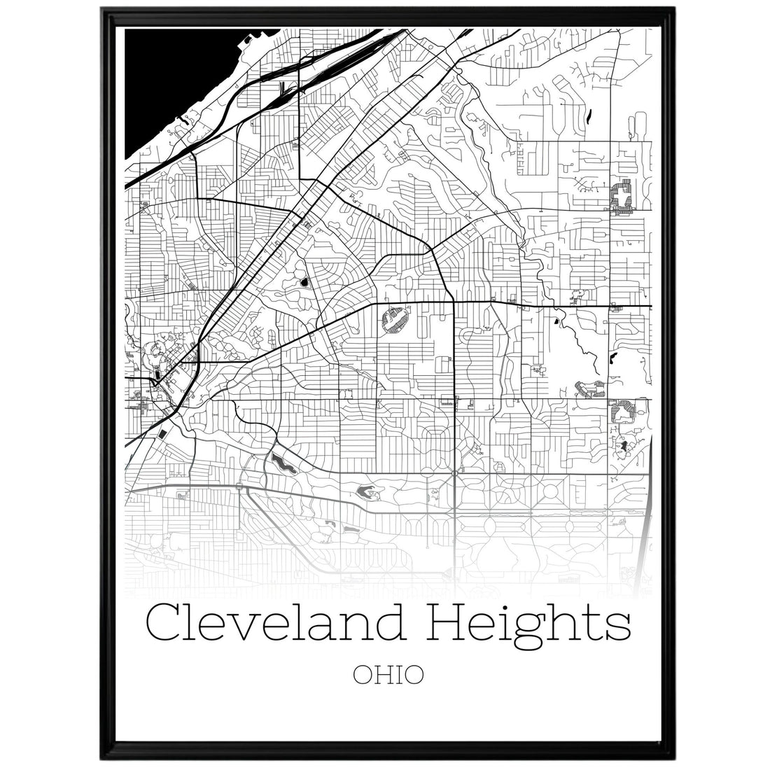 Cleveland Heights Ohio City Map Poster - GroovyGrove