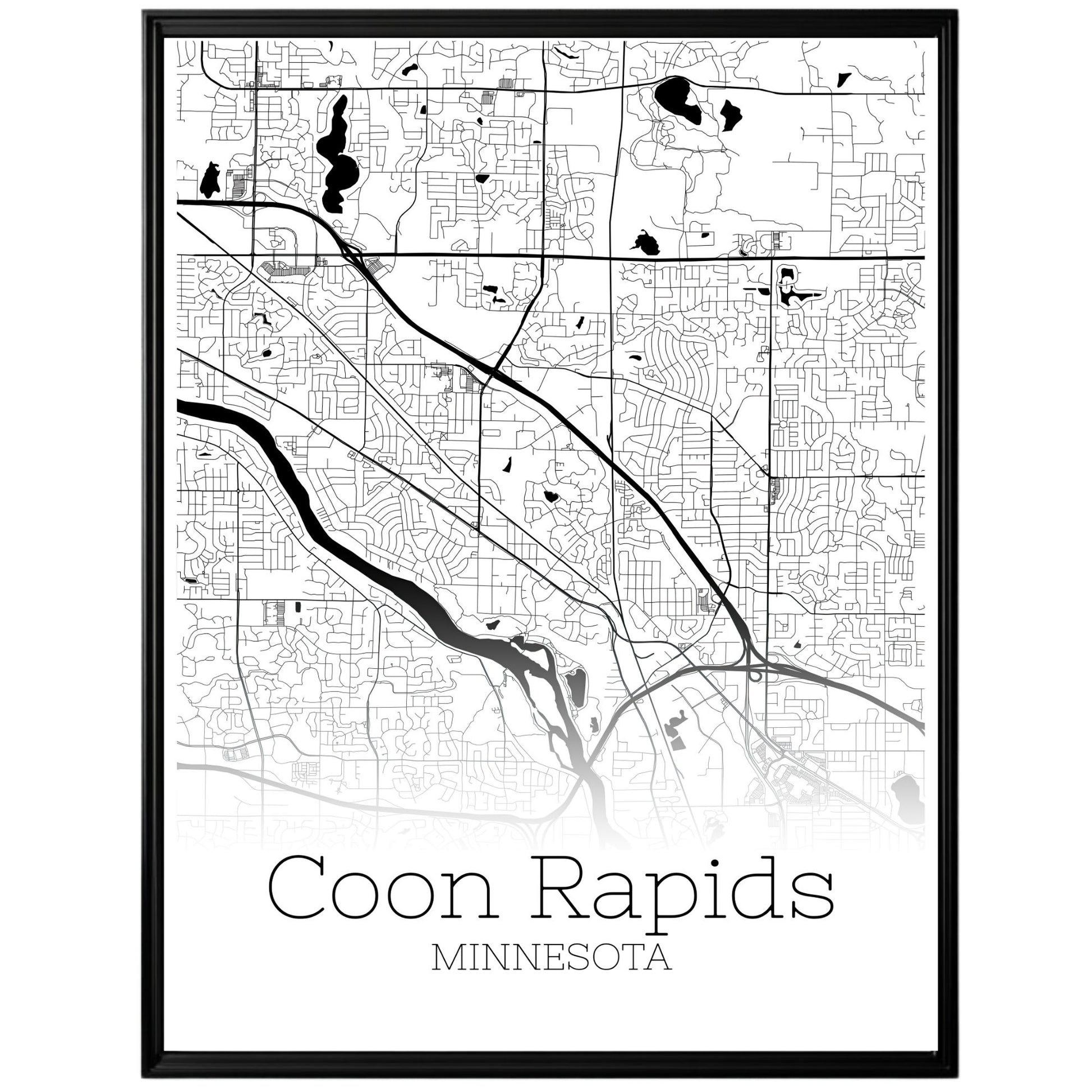 Coon Rapids Minnesota City Map Poster - GroovyGrove