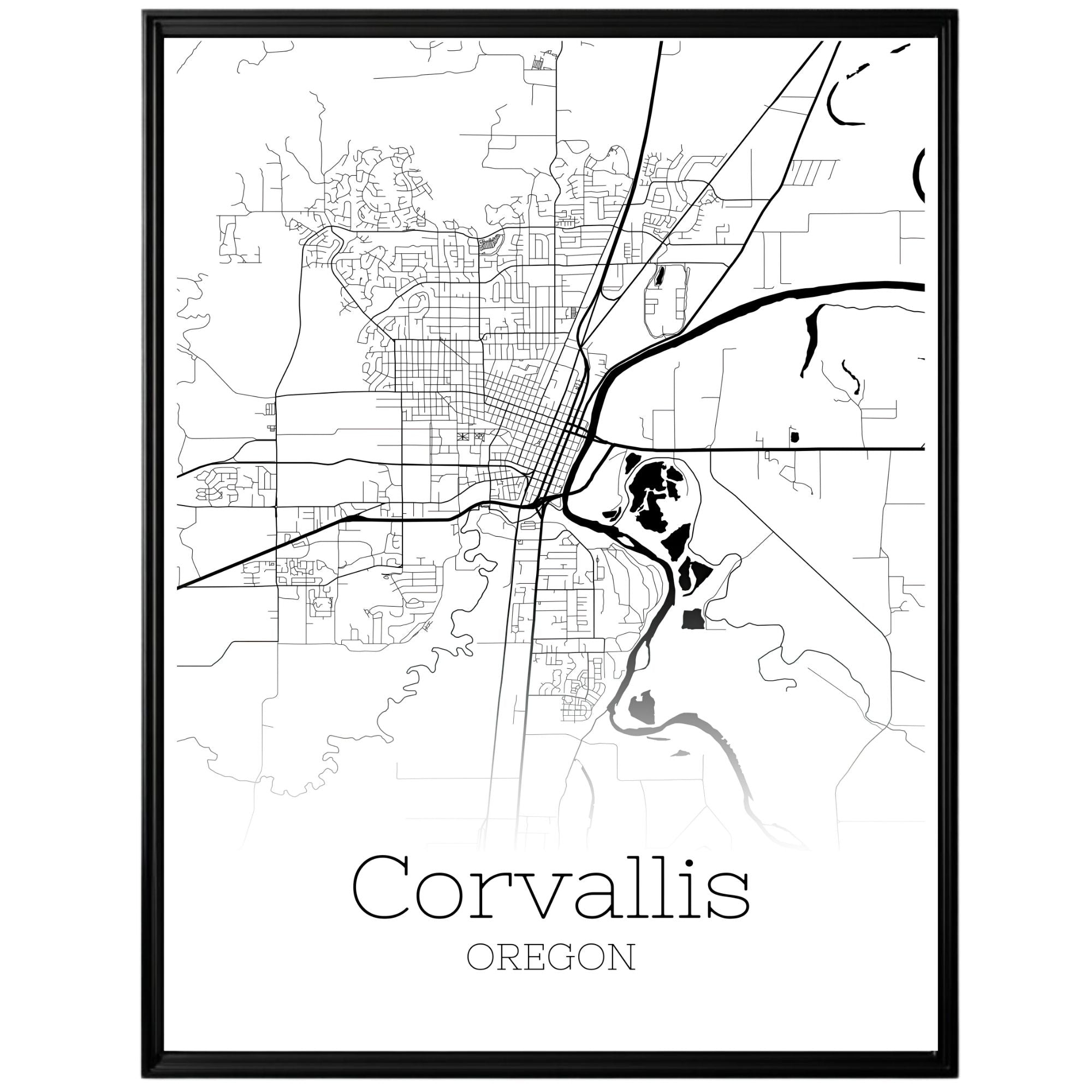 Corvallis Oregon City Map Poster - GroovyGrove