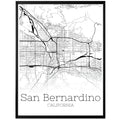 San Bernardino California City Map Poster - GroovyGrove