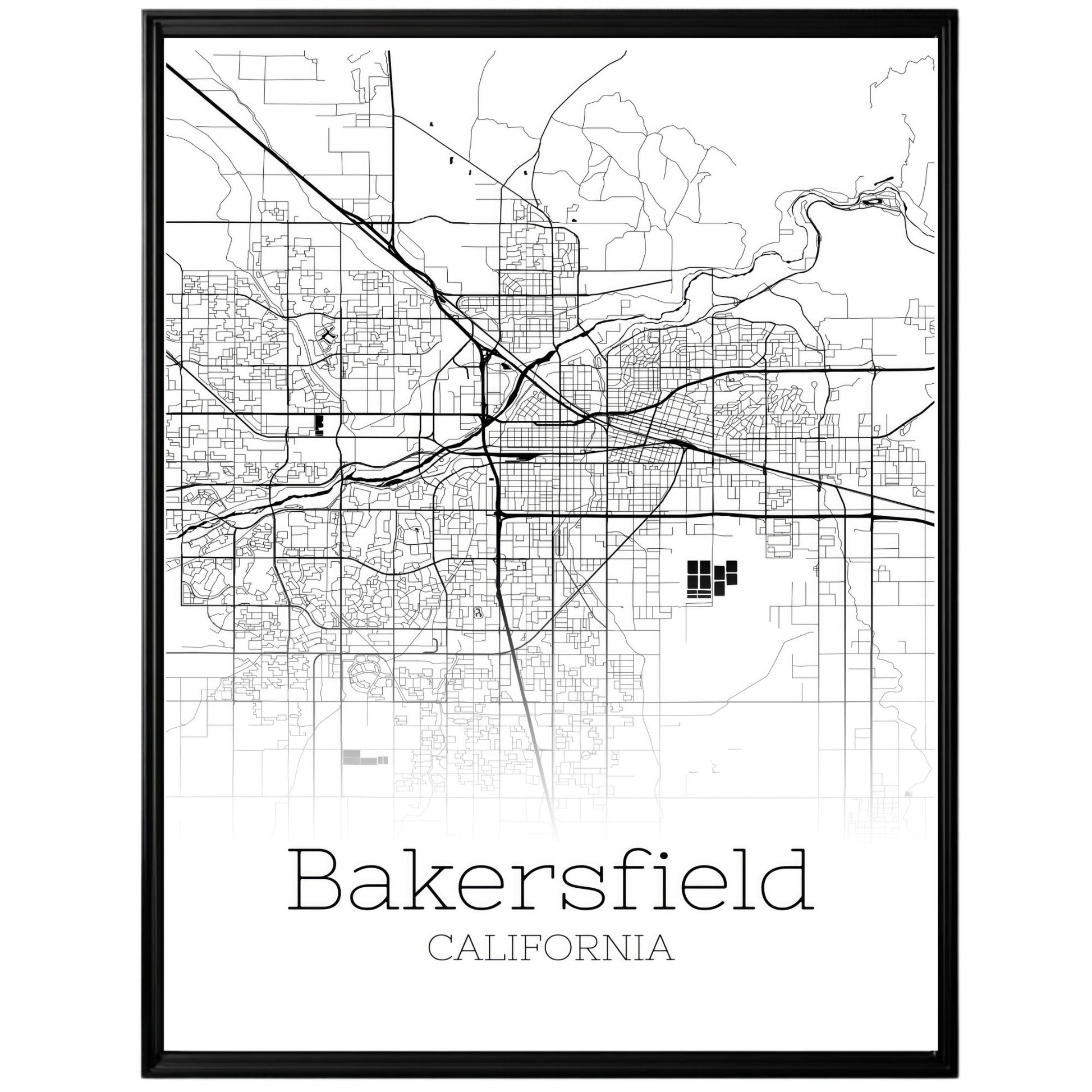 Bakersfield California City Map Poster - GroovyGrove