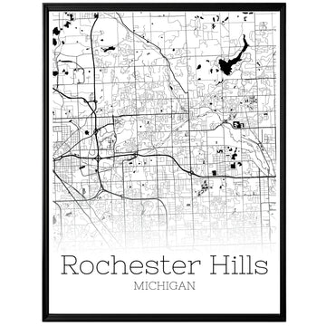 Rochester Hills Michigan City Map Poster - GroovyGrove