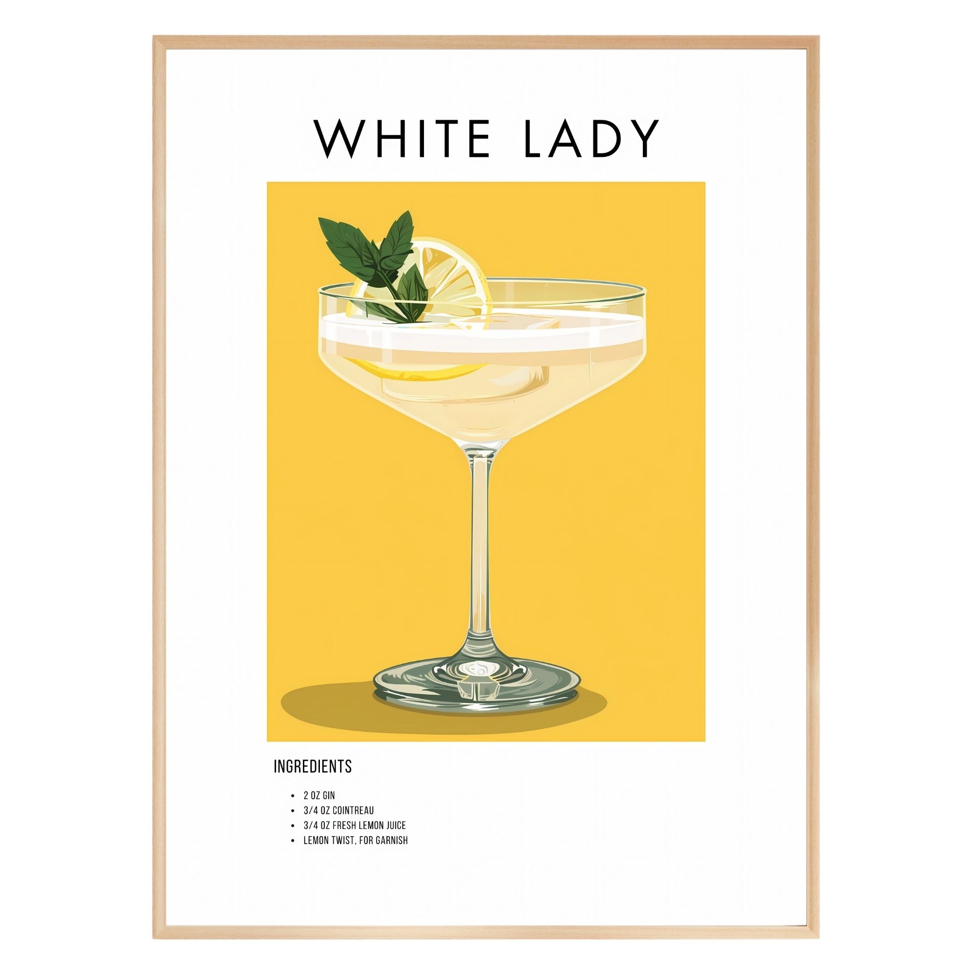 White Lady Retro Cocktail Poster - GroovyGrove