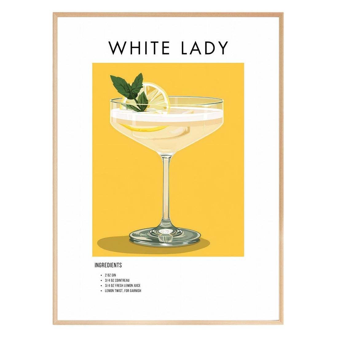 White Lady Retro Cocktail Poster - GroovyGrove