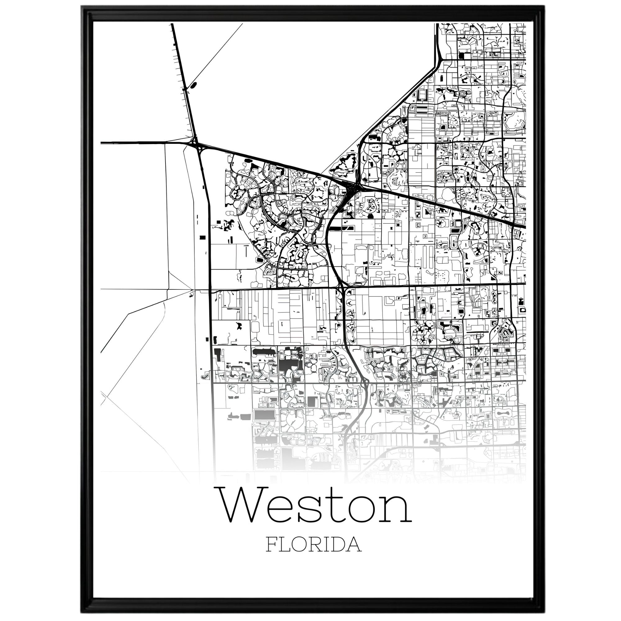 Weston Florida City Map Poster - GroovyGrove