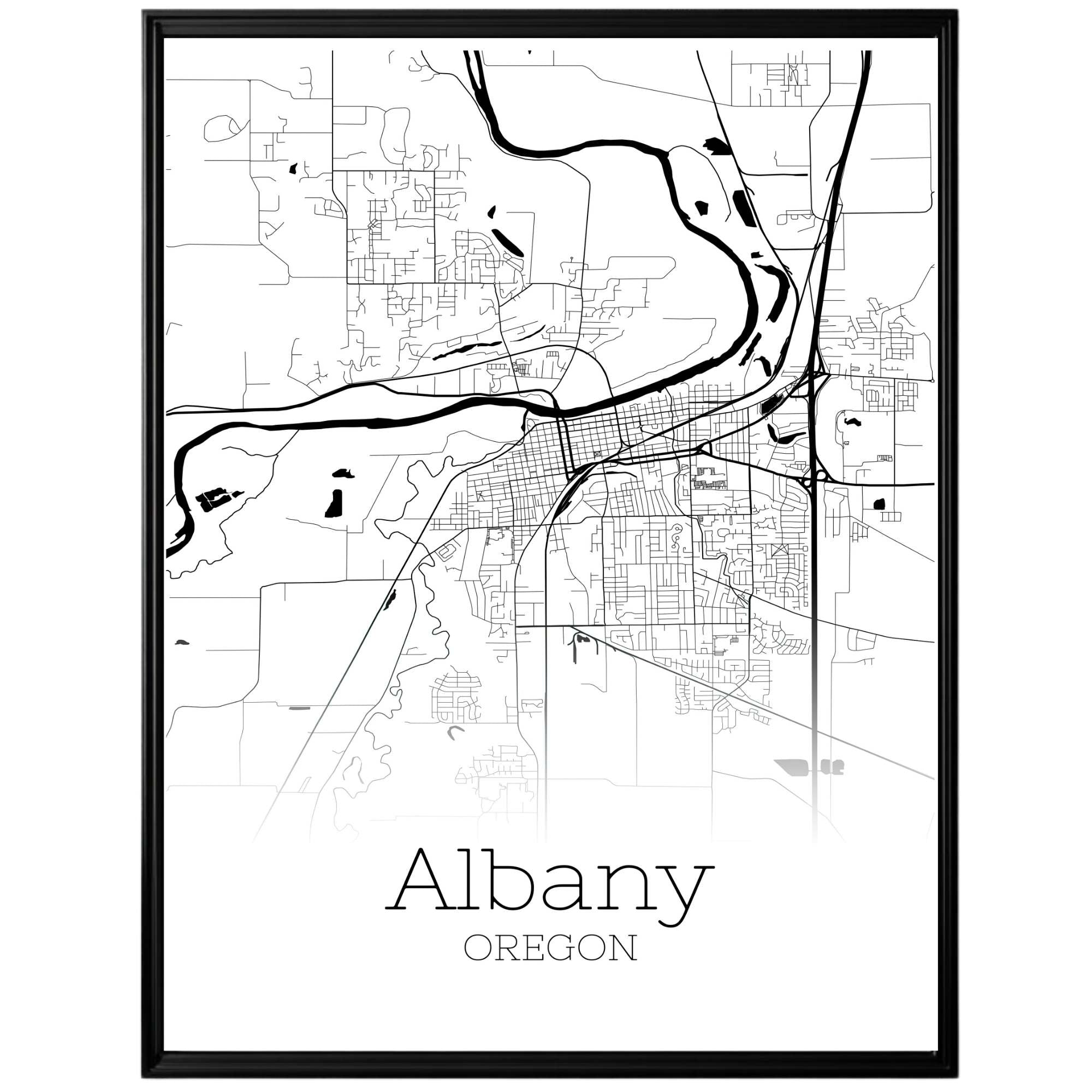 Albany Oregon City Map Poster - GroovyGrove