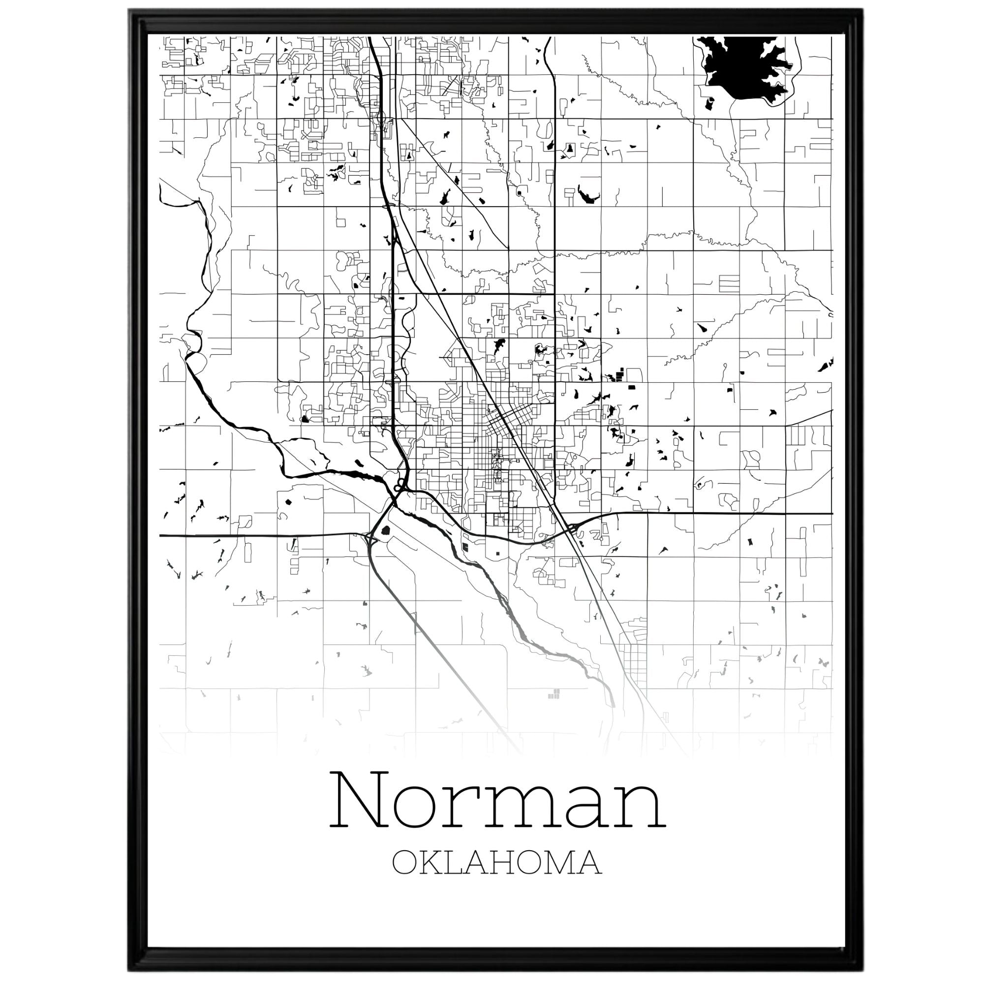 Norman Oklahoma City Map Poster - GroovyGrove