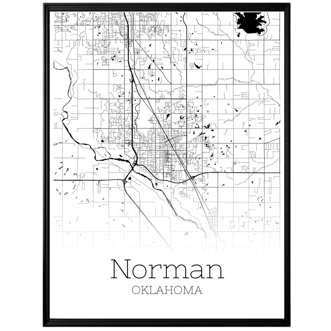 Norman Oklahoma City Map Poster - GroovyGrove