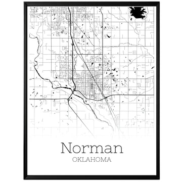 Norman Oklahoma City Map Poster - GroovyGrove