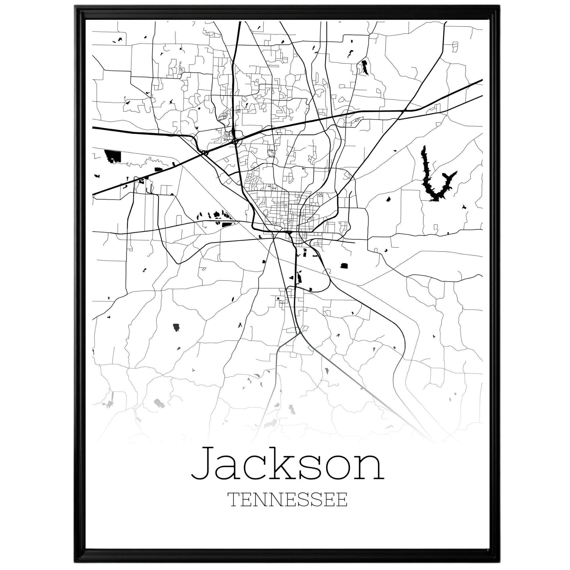 Jackson Tennessee City Map Poster - GroovyGrove