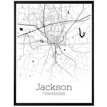 Jackson Tennessee City Map Poster - GroovyGrove