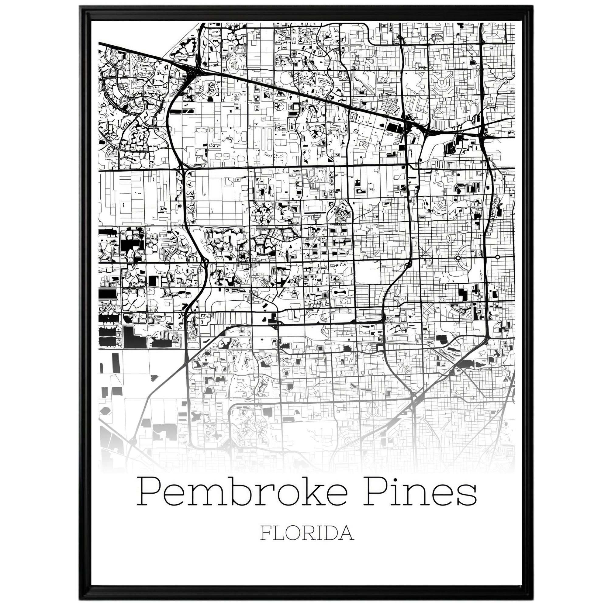 Pembroke Pines Florida City Map Poster - GroovyGrove