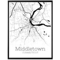 Middletown Connecticut City Map Poster - GroovyGrove