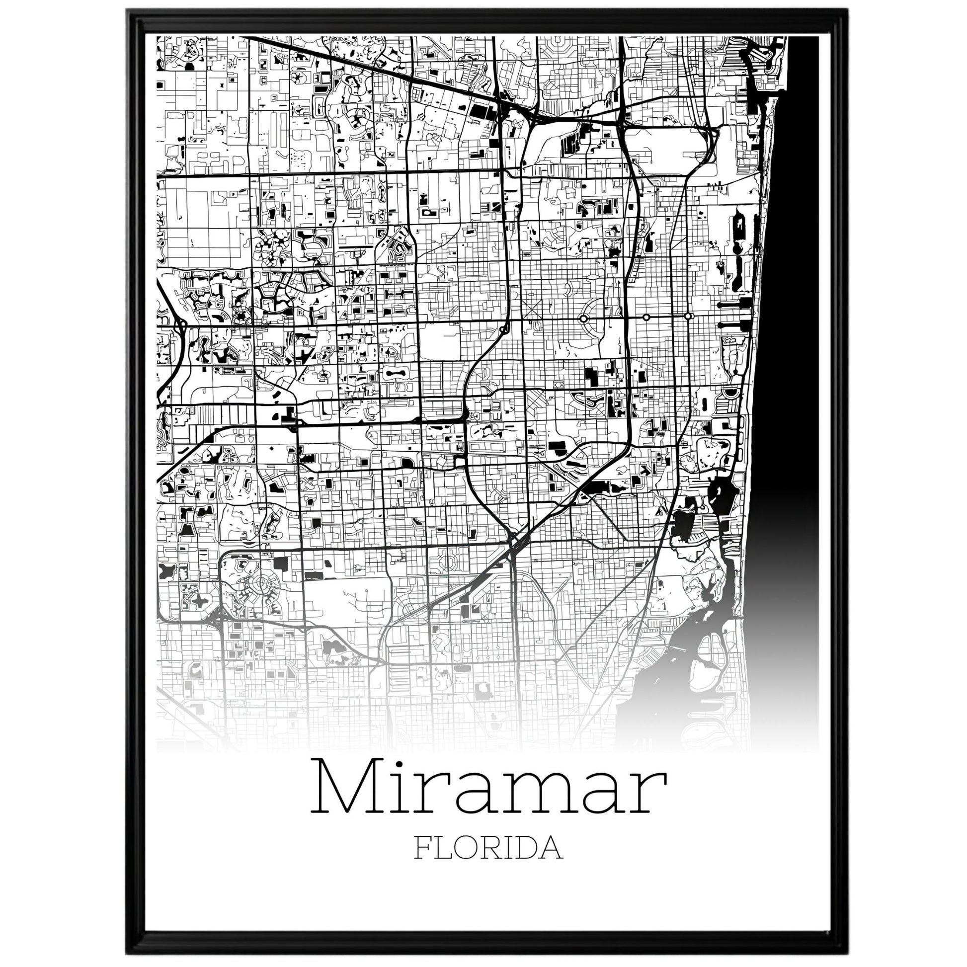 Miramar Florida City Map Poster - GroovyGrove