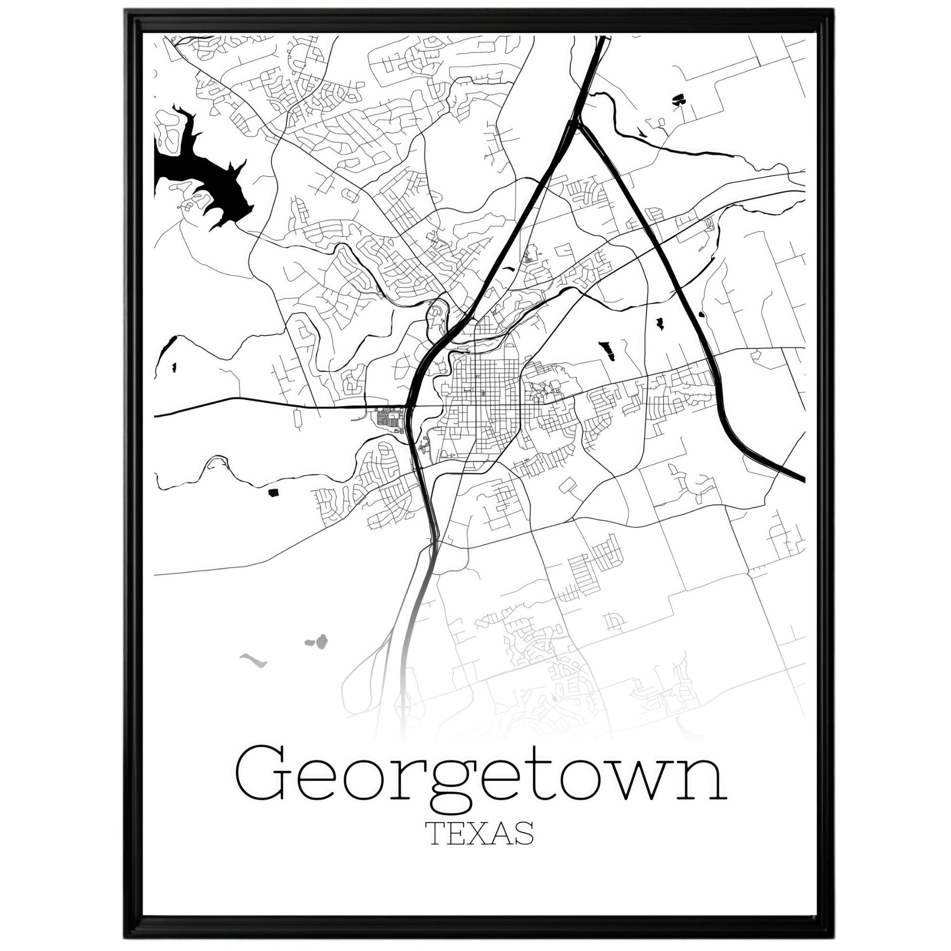 Georgetown Texas City Map Poster - GroovyGrove