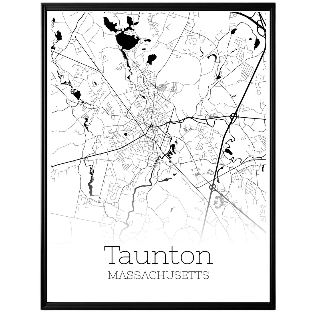 Taunton Massachusetts City Map Poster - GroovyGrove